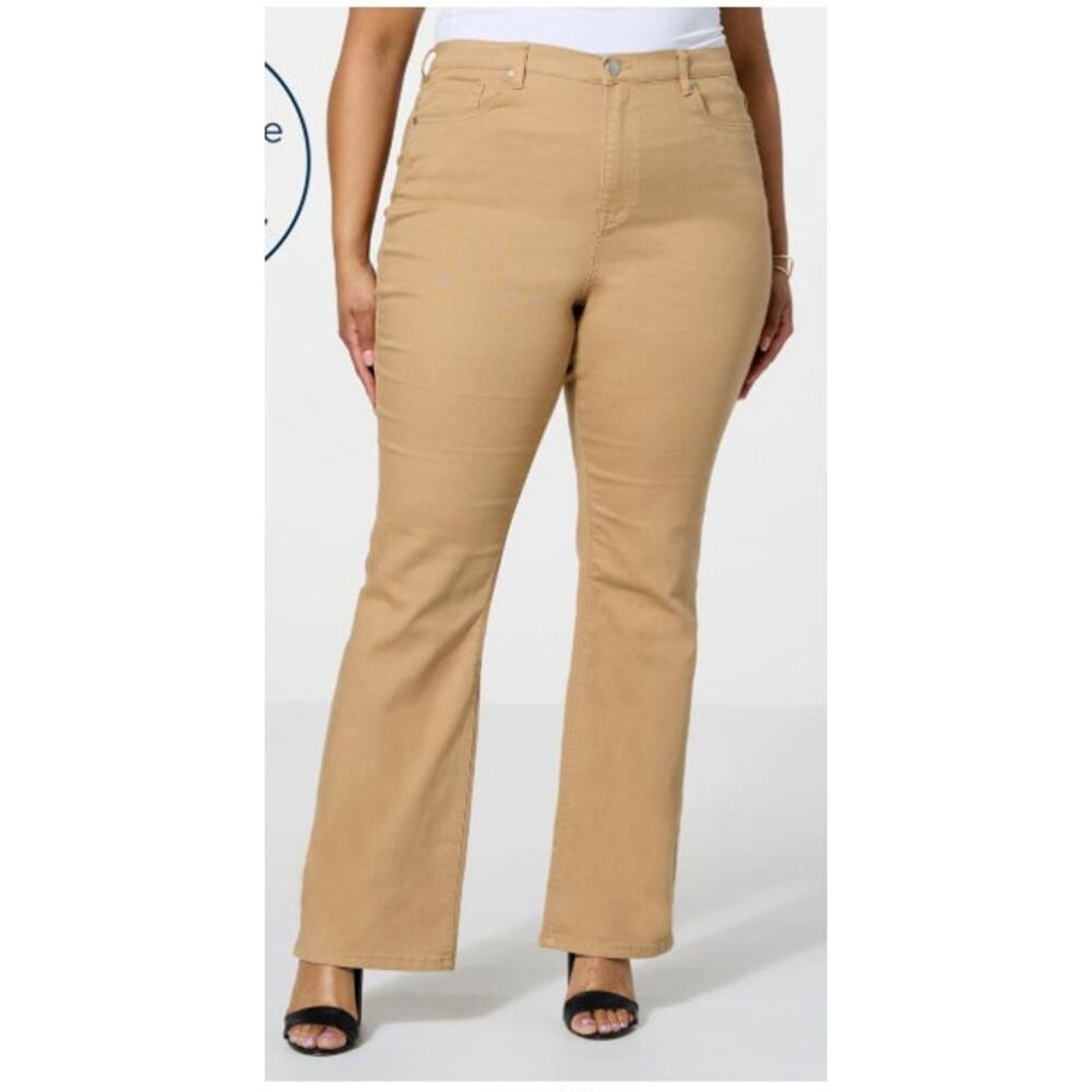 New NWT DG2 QVC Tan The Uplifter Tan Bootcut Straight Jeans Size 20W